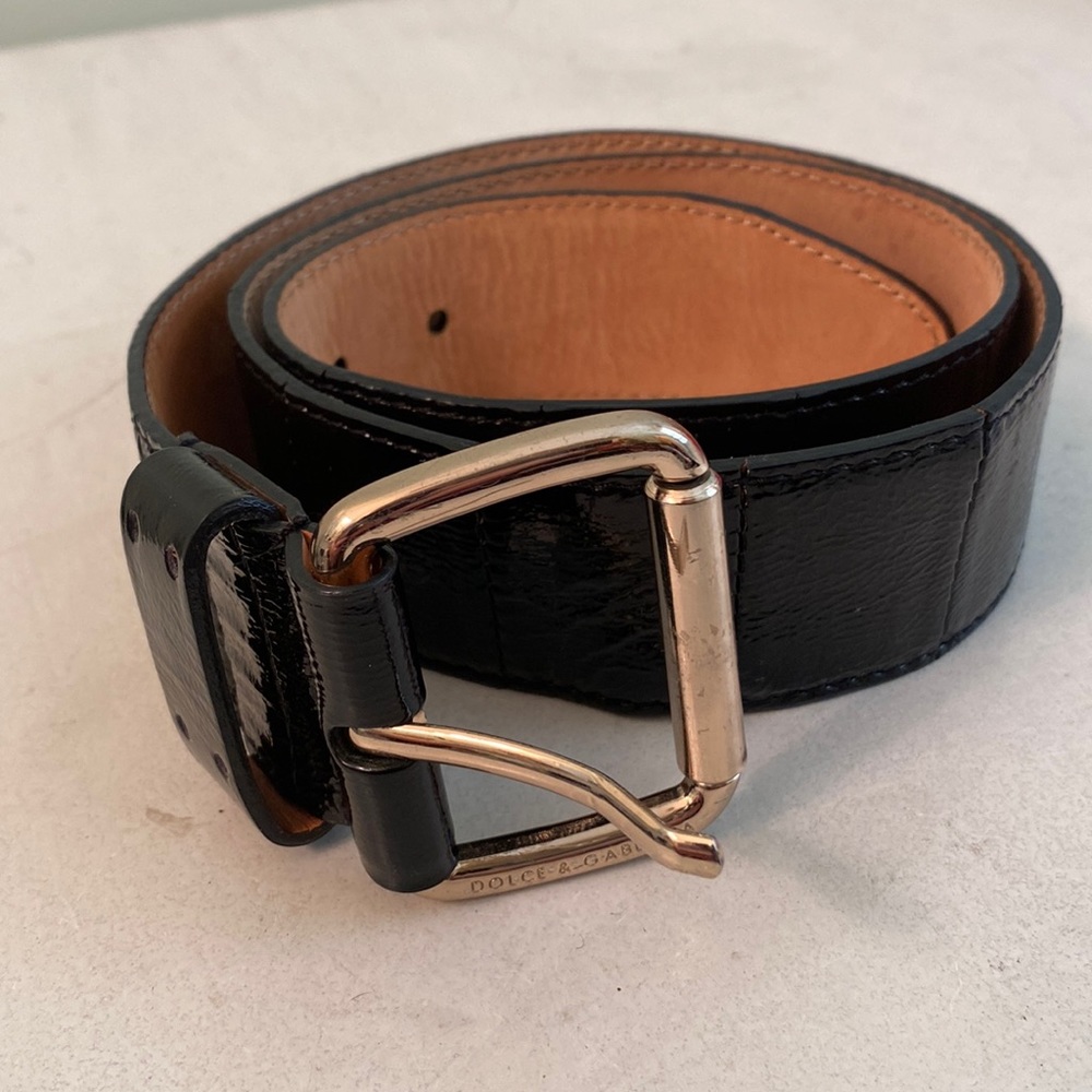 Dolce&Gabbana  patent  leather black belt 40””